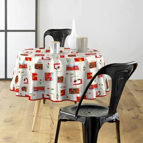 Nappe ronde (0) 160 cm pvc photoprint tulipe Sans