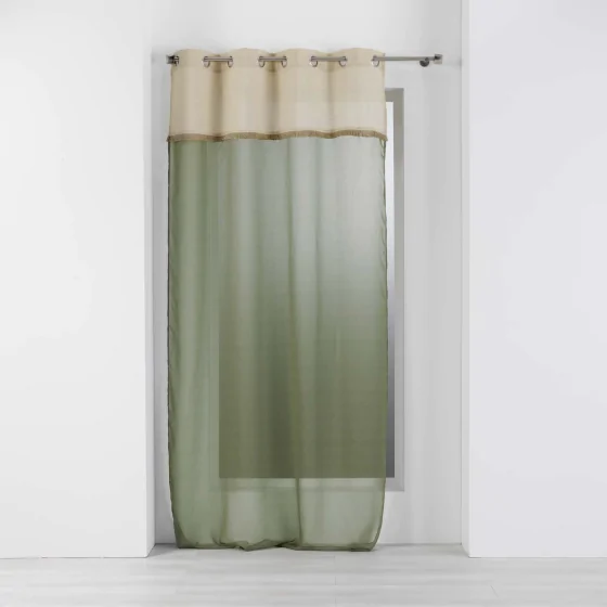 Voilage à oeillets 140 x 240 cm voile sablé + jute Greenybel Vert