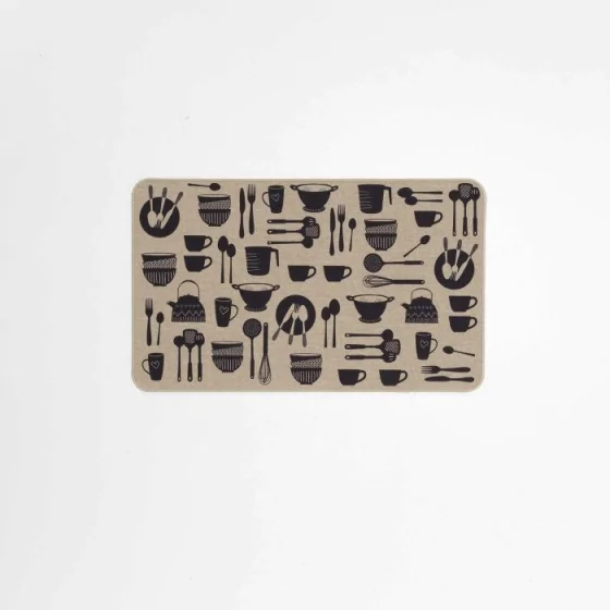 Tapis rectangle 45 x 75 cm tisse imprime kitchen Sans