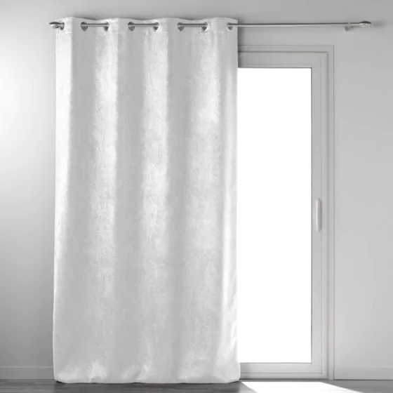Rideau grande hauteur 135 x 280 cm occultant velours frappé Melodie Blanc
