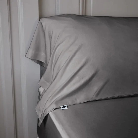 Taie de traversin 85 x 185 cm satin de bambou bambou Salomé Anthracite