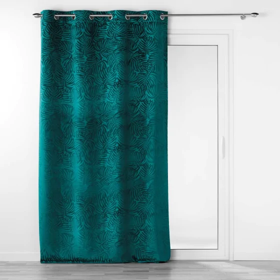 Rideau occutant 140 x 240 cm en velours relief Analia Pétrole