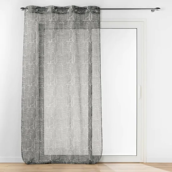 Voilage a oeillets 140 x 240 cm voile sable imprimé Pandore Noir