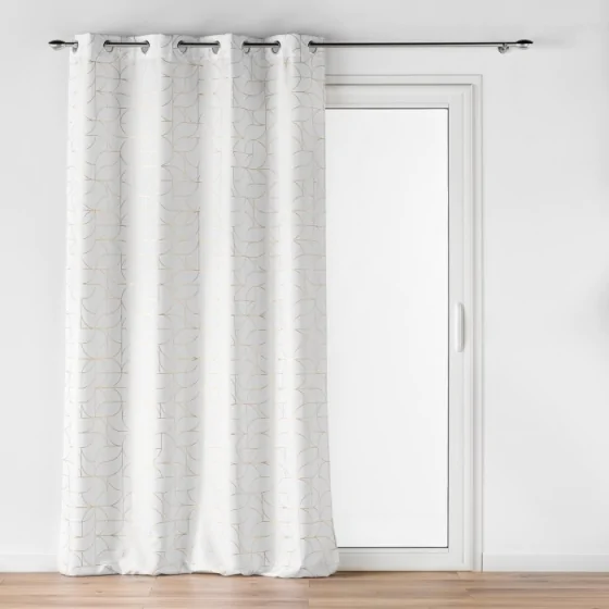 Rideau a oeillets 140 x 260 cm polyester imprime metallisé Louxor Blanc