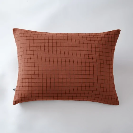 Taie d'oreiller gaze de coton tissée 50 x 70 cm gaïa mix Terracotta