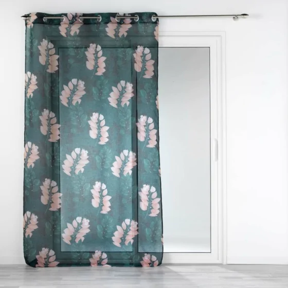 Panneau a oeillets 140 x 280 cm voile sable imprime belline Emeraude