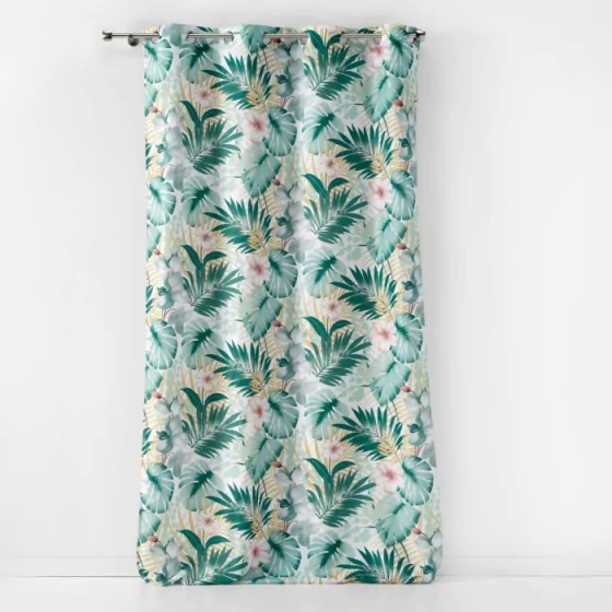 Rideau a oeillets 140 x 280 cm polyester imprime kelly Blanc