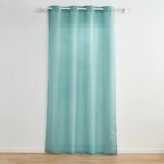 Rideau a oeillets 140 x 280 cm polyester uni+fils metallises zeline Sauge