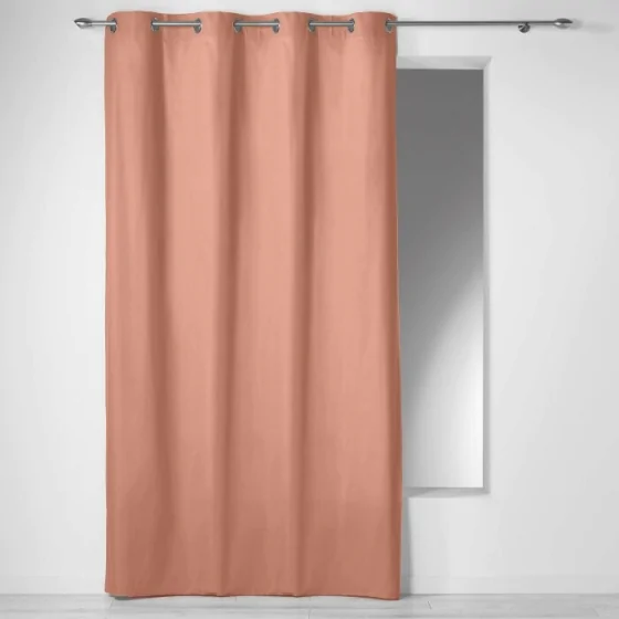 Rideau a oeillets 140 x 240 cm coton uni panama Rose Poudre