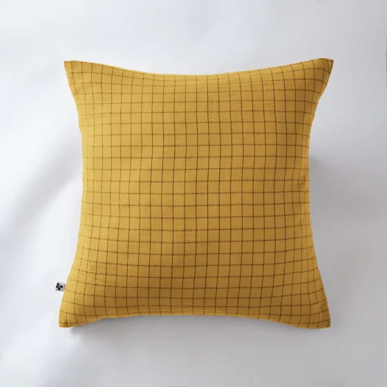 Taie d'oreiller gaze de coton tissée 60 x 60 cm gaïa mix Jaune safran
