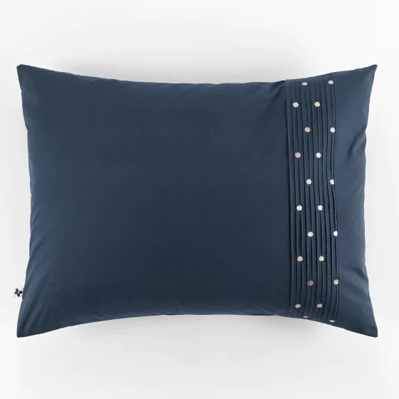 Taie d'oreille brodée 100% coton luxe 57 fils 50 x 70 cm Agathe Bleu foncé