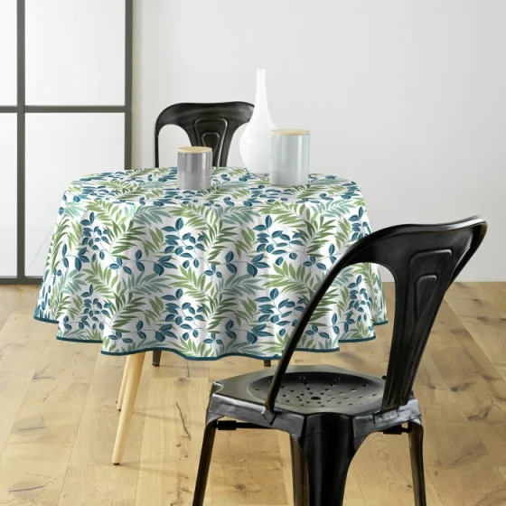 Nappe ronde (0) 160 cm pvc imprime nelida Blanc