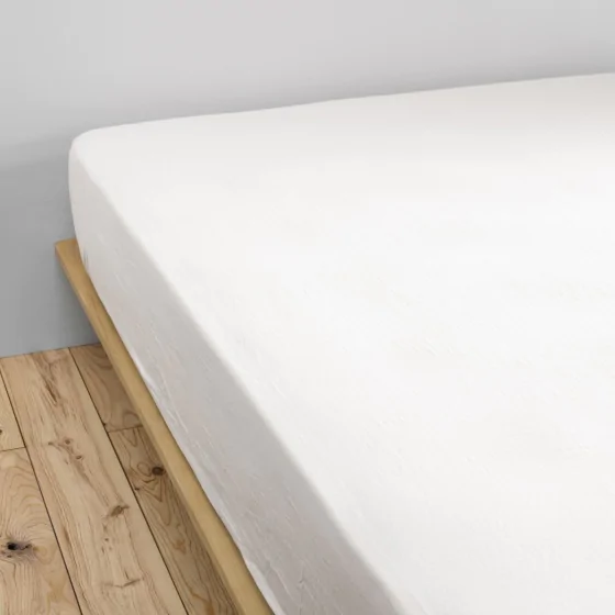 Drap housse luxe double gaze de coton 140 x 190 x 30 cm Nuit douce Blanc