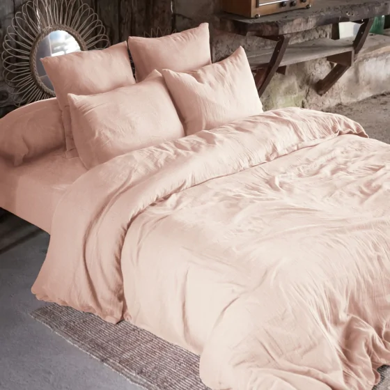 Housse de couette double gaze de coton 240 x 220 cm guimauve (pink) Rose