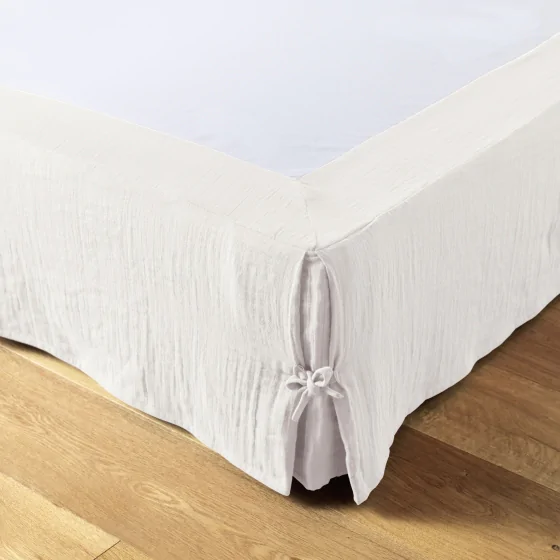 Cache-sommier gaze de coton 180 x 200 cm Gaia Blanc