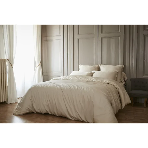 Housse de couette 260 x 240 cm bambou de satin 120 fils Salomé Naturel