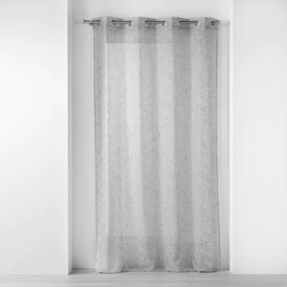 Panneau a oeillets 140 x 280 cm effet lin tisse imprime salome Gris