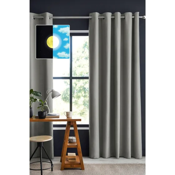 Rideau 100% occultant luxe spécial petites fenêtres 140 x 180 cm Obscure Gris clair