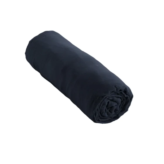 Drap housse double gaze de coton luxe 180 x 200 cm Gaia Bleu foncé