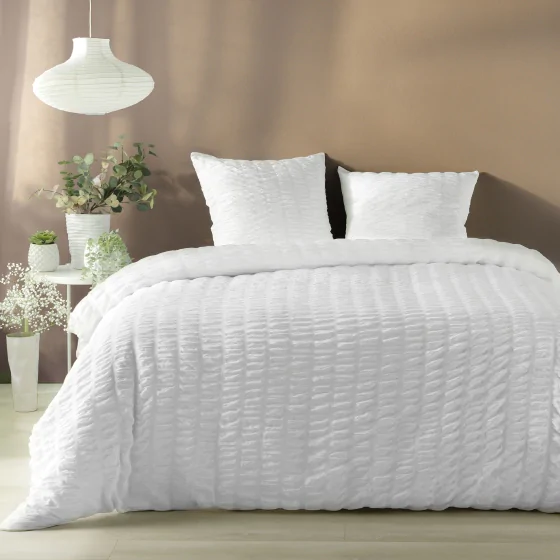 Douceur Plissée - Ensemble Housse de Couette Plissia 240 x 220 cm en Microfibre