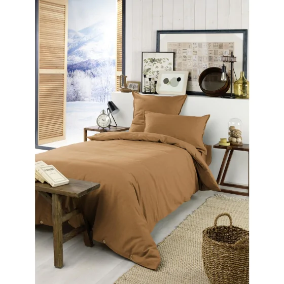 Housse de couette flanelle 140 x 200 cm candice camel Marron
