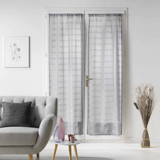 Paire droite passe tringle 2 x 70 x 200 cm voile sable candide Gris