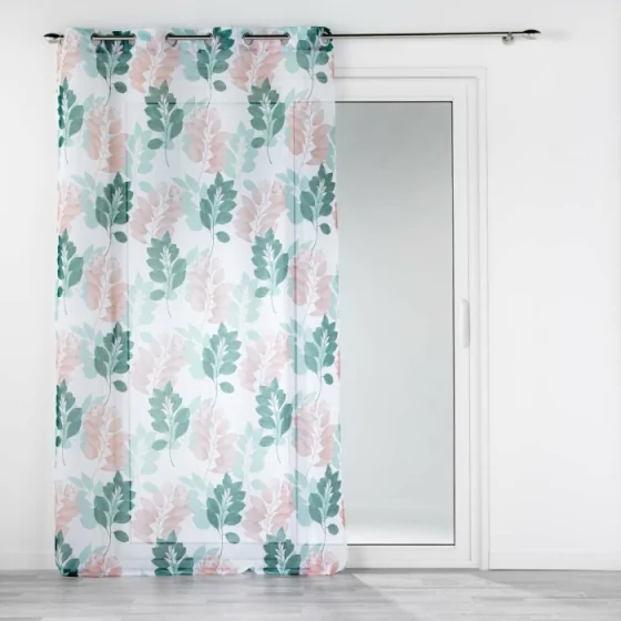 Panneau a oeillets 140 x 280 cm voile sable imprime belline Blanc/emeraude