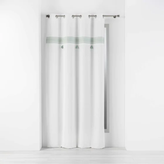 Rideau tamisant 140 x 240 cm 100% coton brodé  Amaya Vert