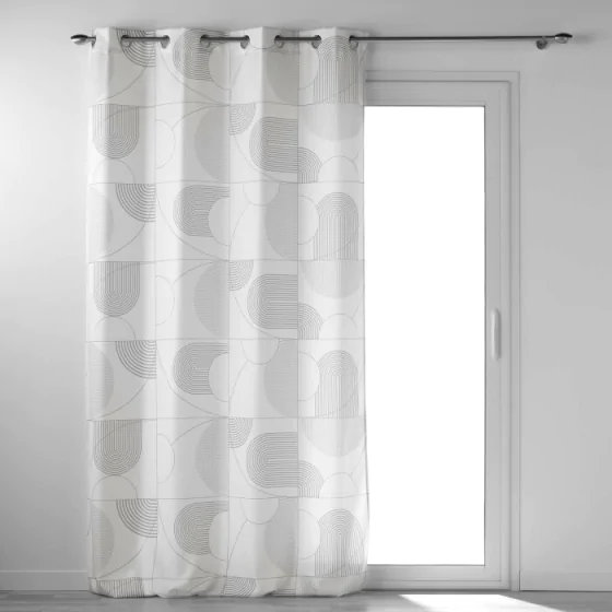 Rideau a oeillets 140 x 280 cm polyester imprime Esquisse Blanc