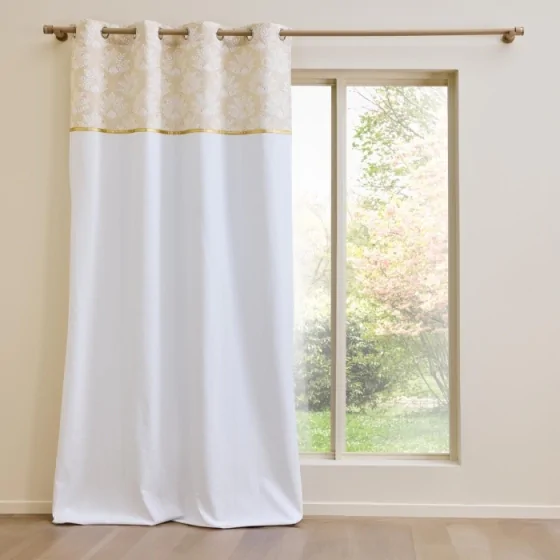 Rideau a oeillets 140 x 240 cm coton/polyester+top imp metal. majestia Sans