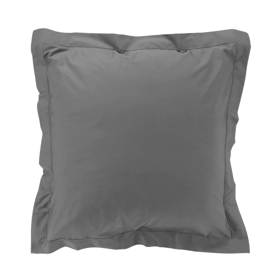 Taie d'oreiller 63 x 63 cm en percale uni 78 fils Anthracite
