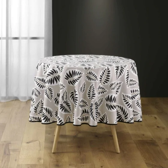 Nappe ronde (0) 180 cm polyester imprime alma Noir