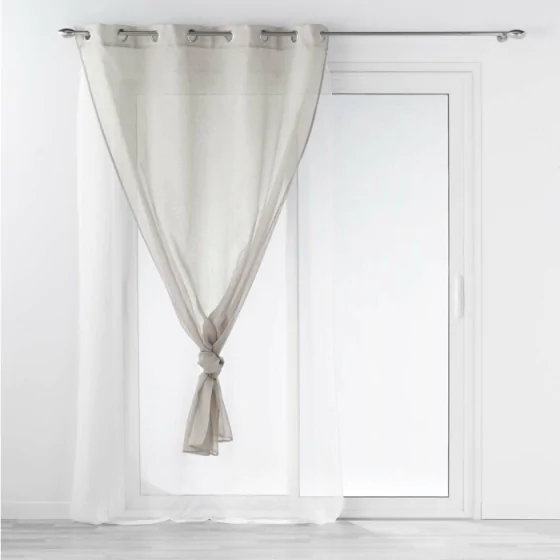Voilage a oeillets 140 x 240 cm voile double sable duetto Gris/blanc