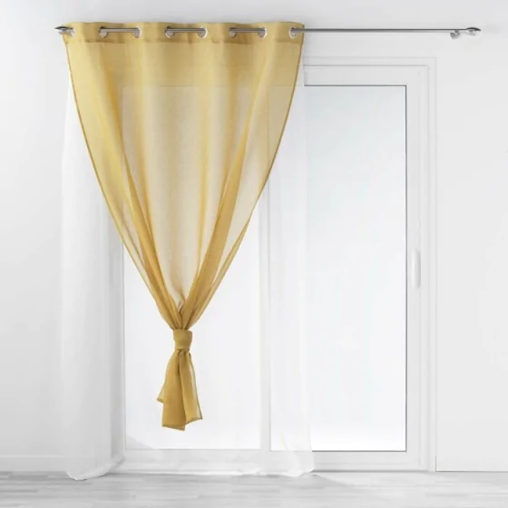 Voilage a oeillets 140 x 240 cm voile double sable duetto Miel/blanc