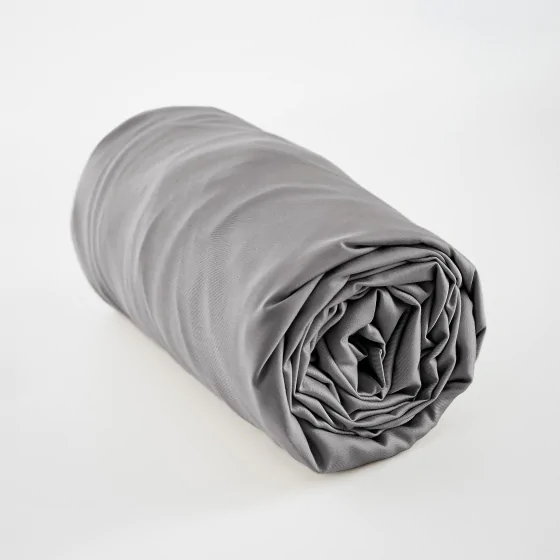 Drap housse 160 x 200 cm satin de bambou Salomé Anthracite