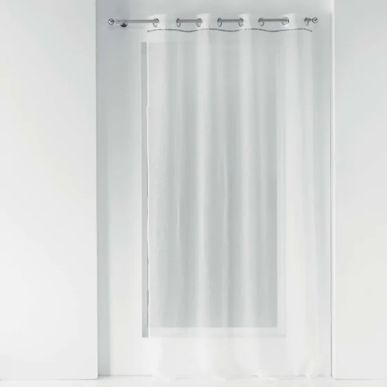 Panneau a oeillets 140 x 240 cm voile sable+bande fantaisie etincelle Blanc