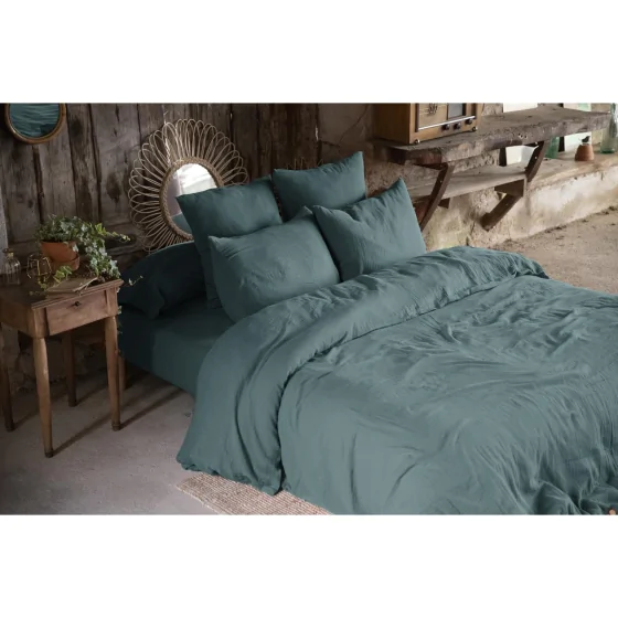 Housse de couette gaze de coton Bio 200x200 cm Bleu canard