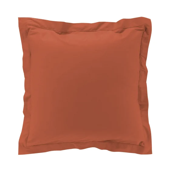 Lot de 2 taies d'oreiller 63x63 cm percale uni 78 fils Teracotta