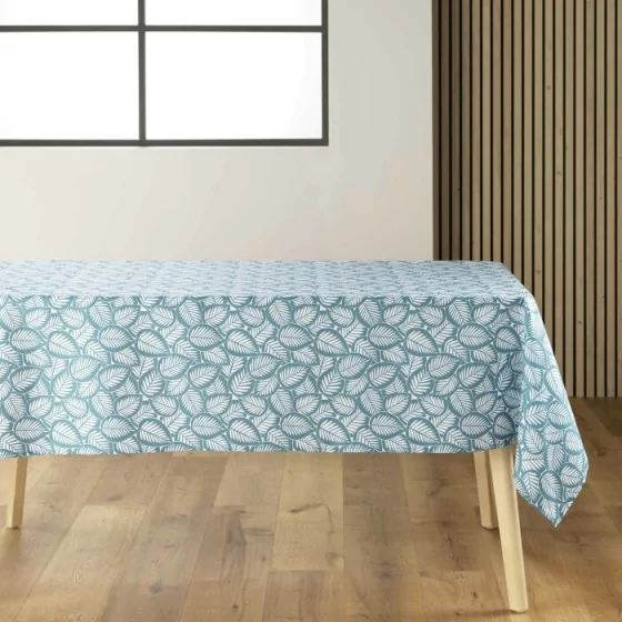 Nappe rectangle 140 x 240 cm microfibre imprimee divany Petrole