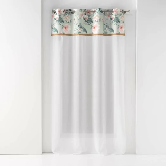 Panneau a oeillets 140 x 240 cm voile sable+top imprime+jute alissia top Menthe