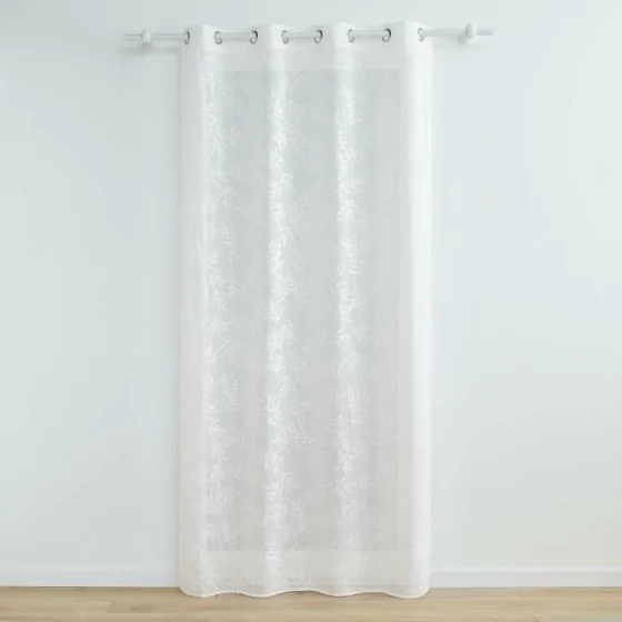 Panneau a oeillets 140 x 240 cm voile tisse applique karla Blanc
