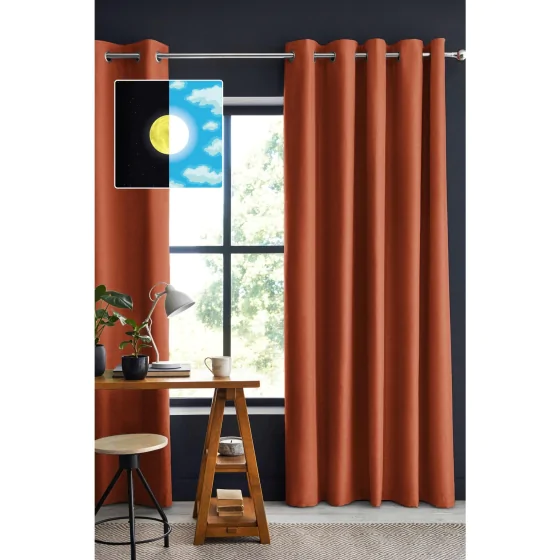 rideau occultant 140 x 280 cm Grande hauteur Obscure Terracotta