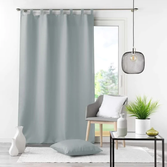Rideau uni à passants 140 x 260 cm polyester Essentiel Gris