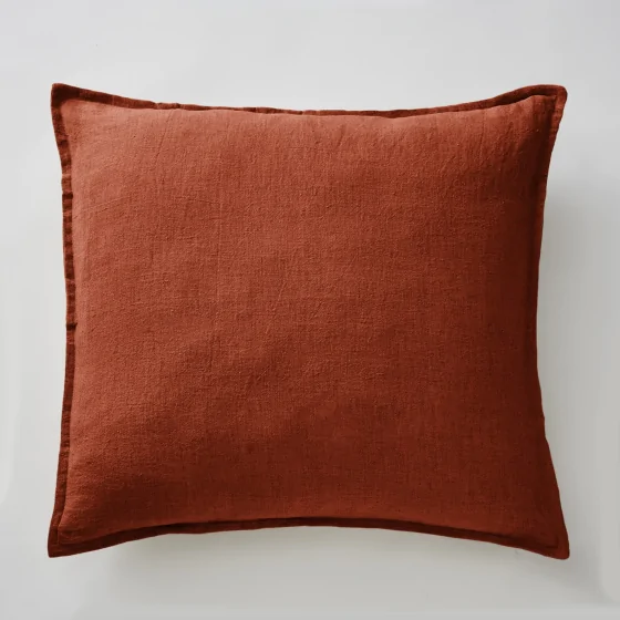 Taie d'Oreiller 60 x 60 cm - Lin Lavé Soline Paprika (Lin français)