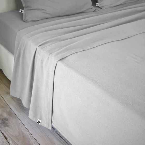 Drap plat 240 x 300 cm flanelle de coton chaude - Candice Gris clair