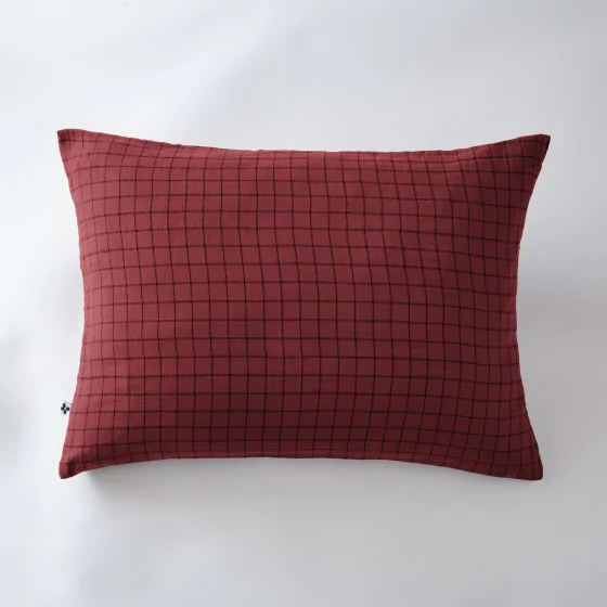 Taie d'oreiller gaze de coton tissée 50 x 70 cm gaïa mix Bordeaux
