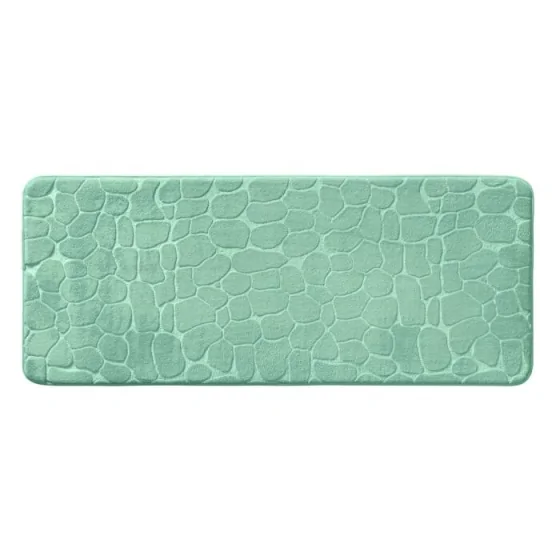 Tapis de bain 50 x 120 cm microfibre unie relief ricochet Tilleul