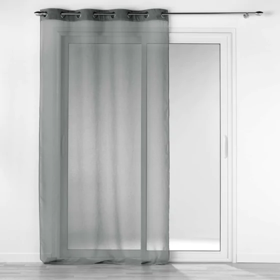 Voilage à oeillets 140 x 240  cm voile sablé + bande velours cotelé Casual Gris