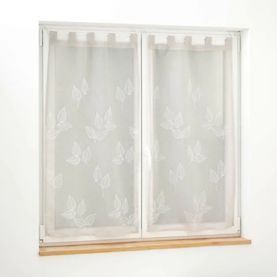 Paire droite passants 2 x 60 x 160 cm voile sable brode berry Taupe