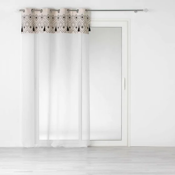 Panneau a oeillets 140 x 240 cm voile sable+top imprime+pompon nalika top Sans